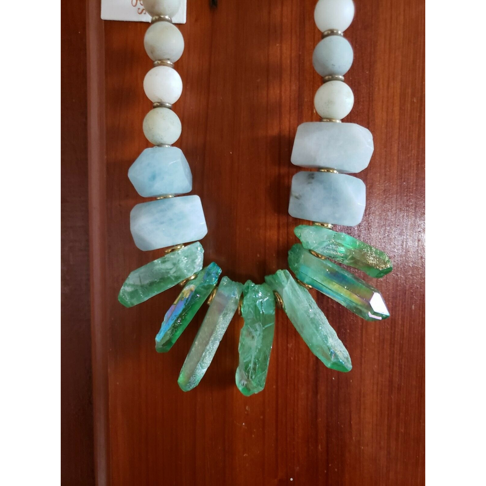 Hesperra Aquamarine Mermaid Crystal Gemstone Necklace